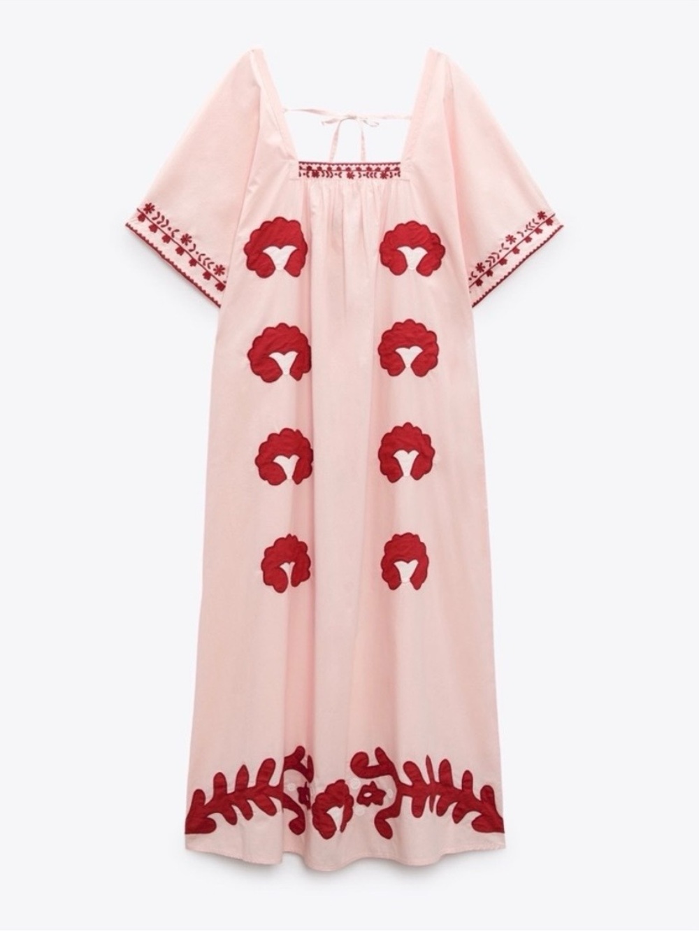 Zara Pink Maxi Dress with Red Appliqué - Picture 4 of 9